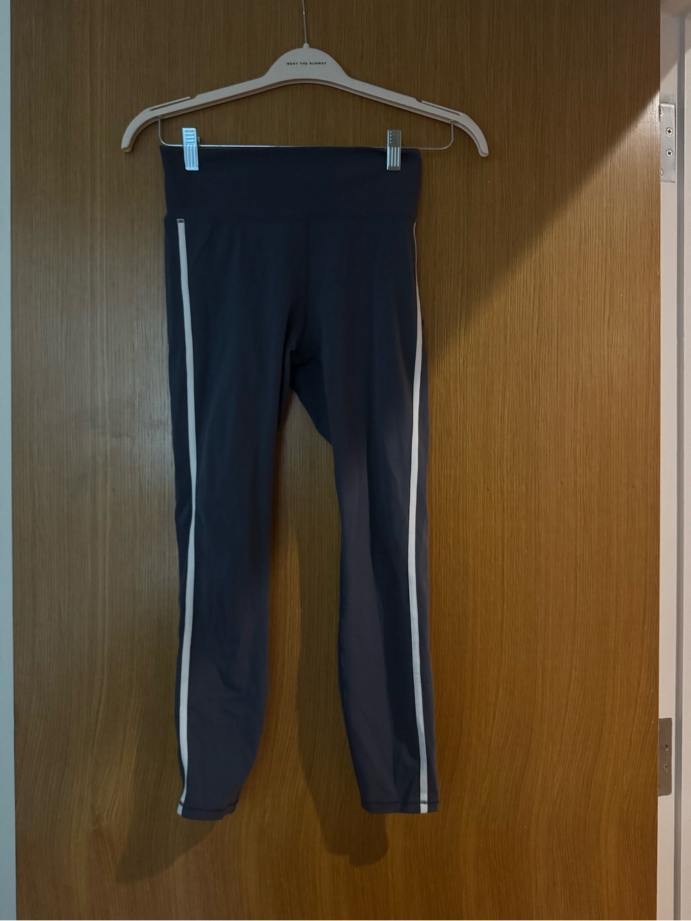 Women’s Purple Leggings with White Side Stripe